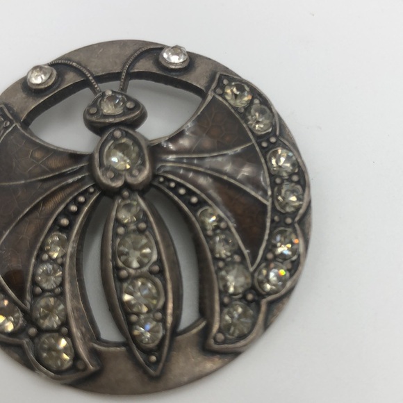 Catherine Popesco of France Butterfly Sparkling antique silver tone Brooch - Picture 3 of 5